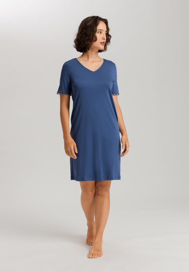 Anouk V-Neck Cotton Nightgown | Slate Blue 74808-2642